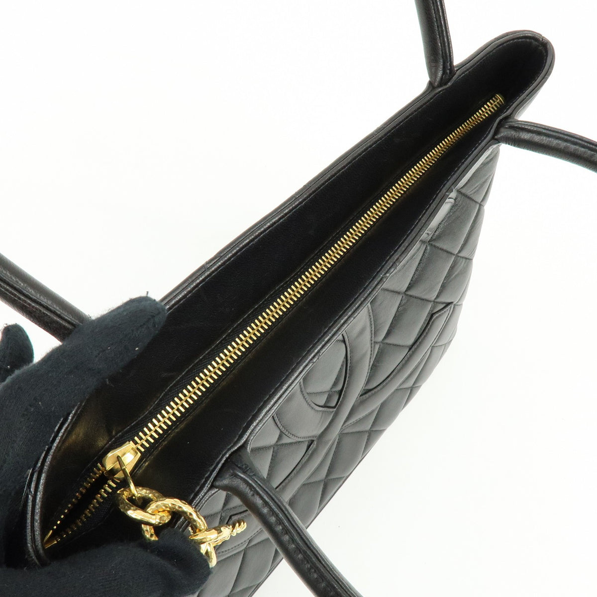 Chanel Medallion Quilted Caviar, Black, Calfskin, Tote Bag