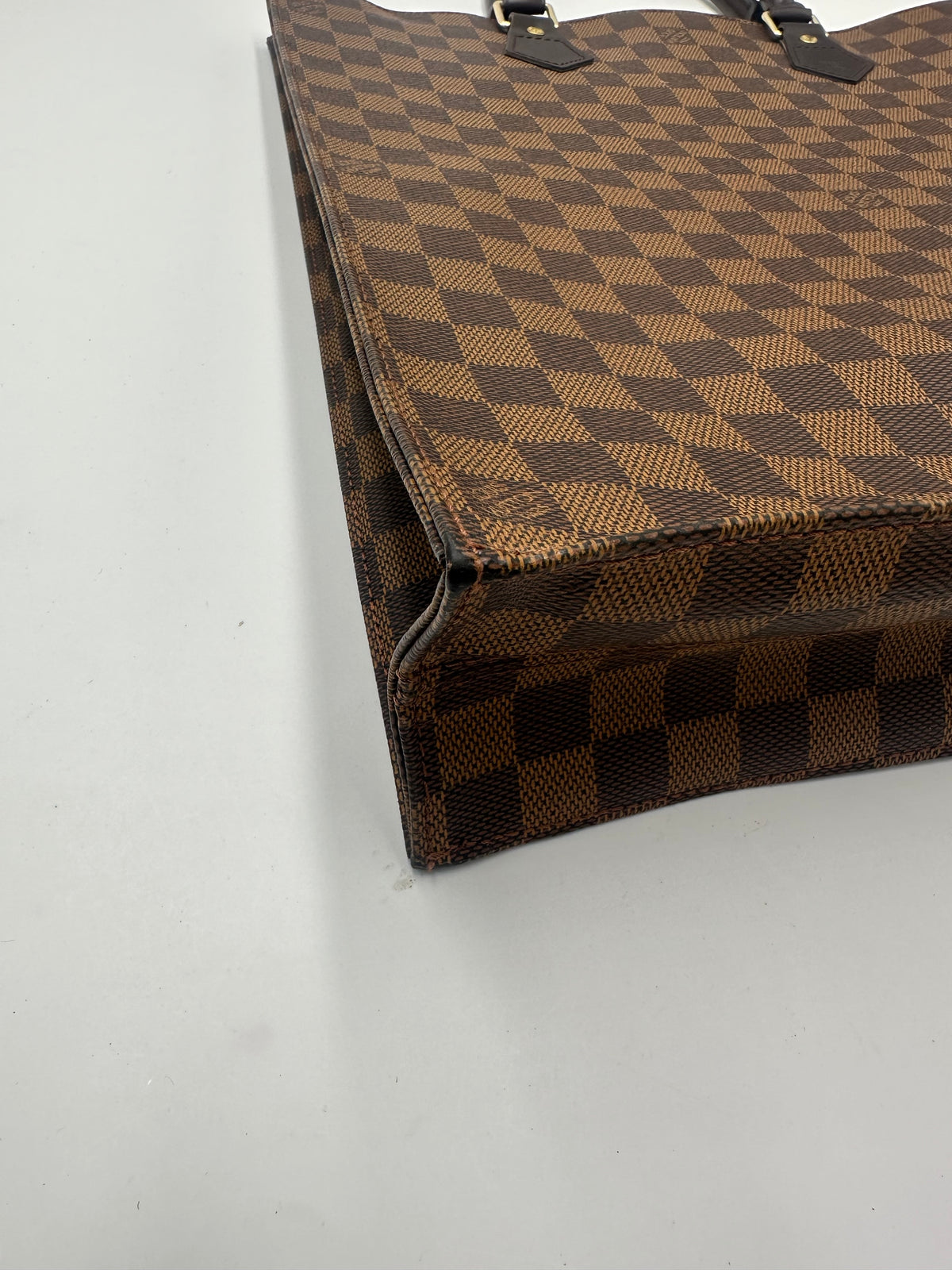 Louis Vuitton Sac Plat Damier Ebene, Brown, Canvas, Handbag