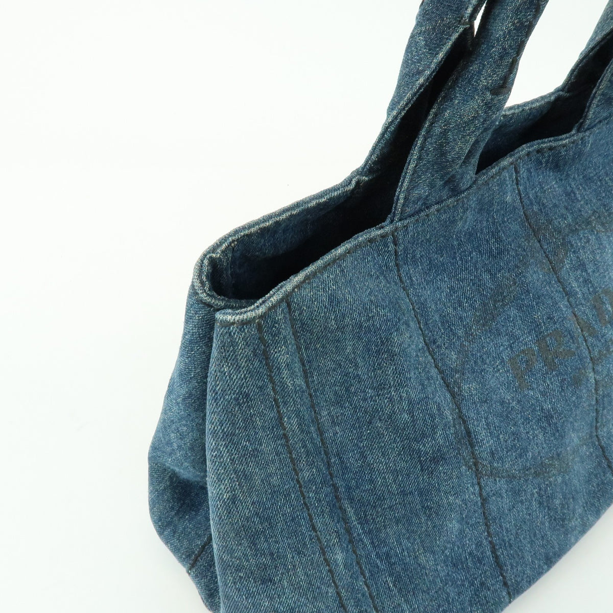 Prada Canapa Denim, Blue, Denim, Tote Bag