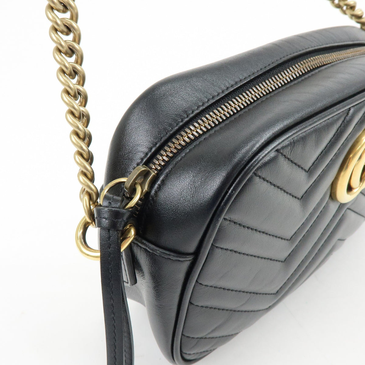Gucci GG Marmont Matelasse Leather, Black, Leather, Shoulder Bag