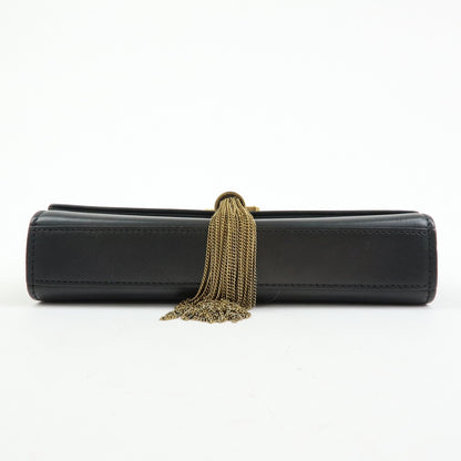Saint Laurent Classic Monogram Tassel Leather, Black, Leather, Crossbody Bag