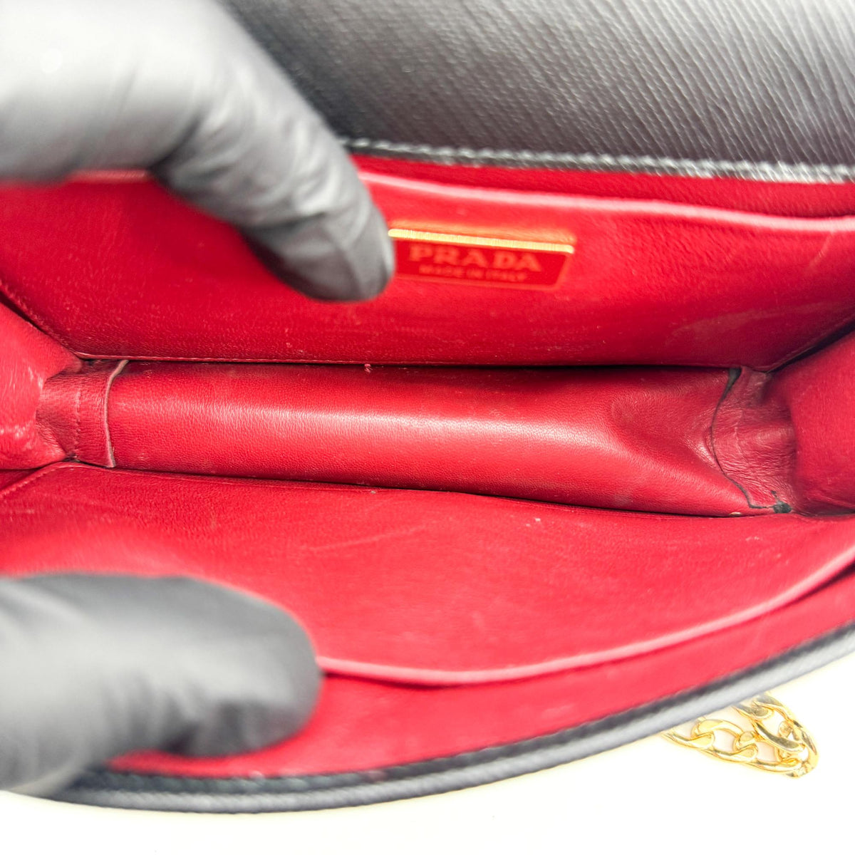 Prada Convertible Flap Clutch Saffiano Leather, Black, Leather, Clutch