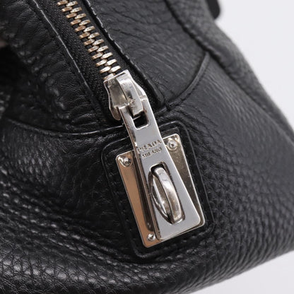 Prada Convertible Zip Satchel Vitello Daino, Black, Leather, Handbag