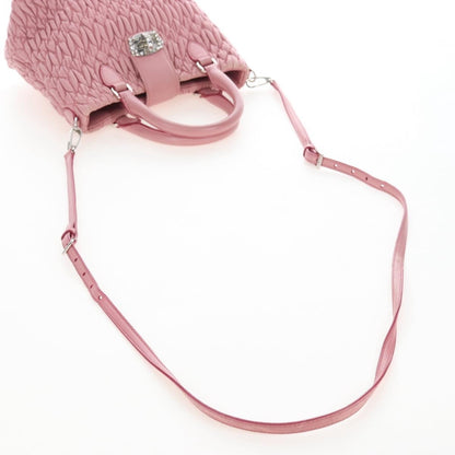 Miu Miu Crystal Convertible Top Handle Matelasse Leather, Pink, Leather, Handbag