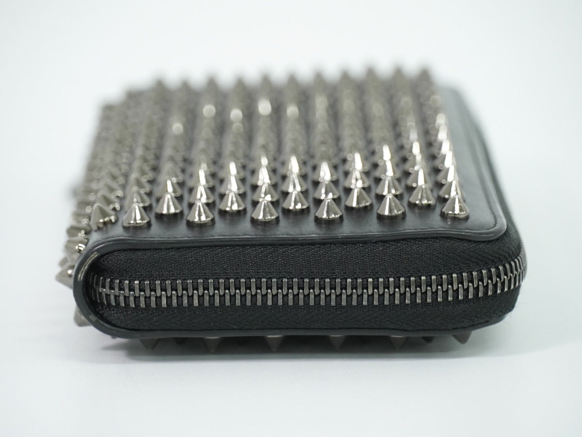 Christian Louboutin Panettone Spiked Leather, Black, Leather, Wallet
