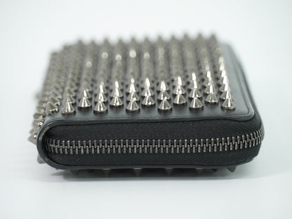 Christian Louboutin Panettone Spiked Leather, Black, Leather, Wallet