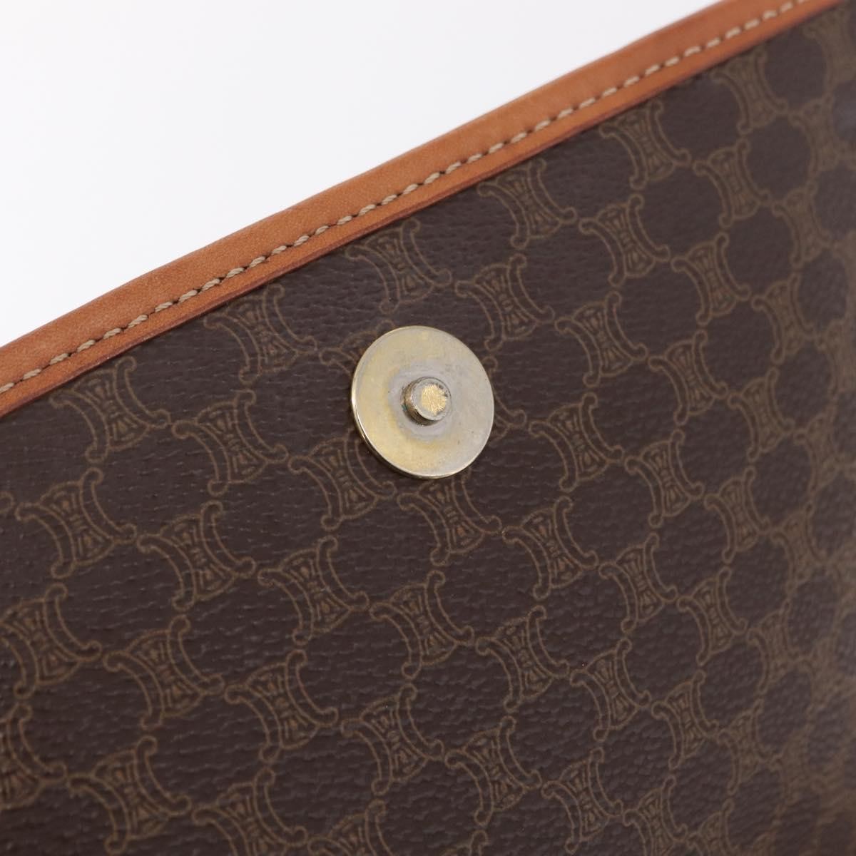 Celine Macadam Shoulder Canvas, Brown, Canvas, Crossbody Bag