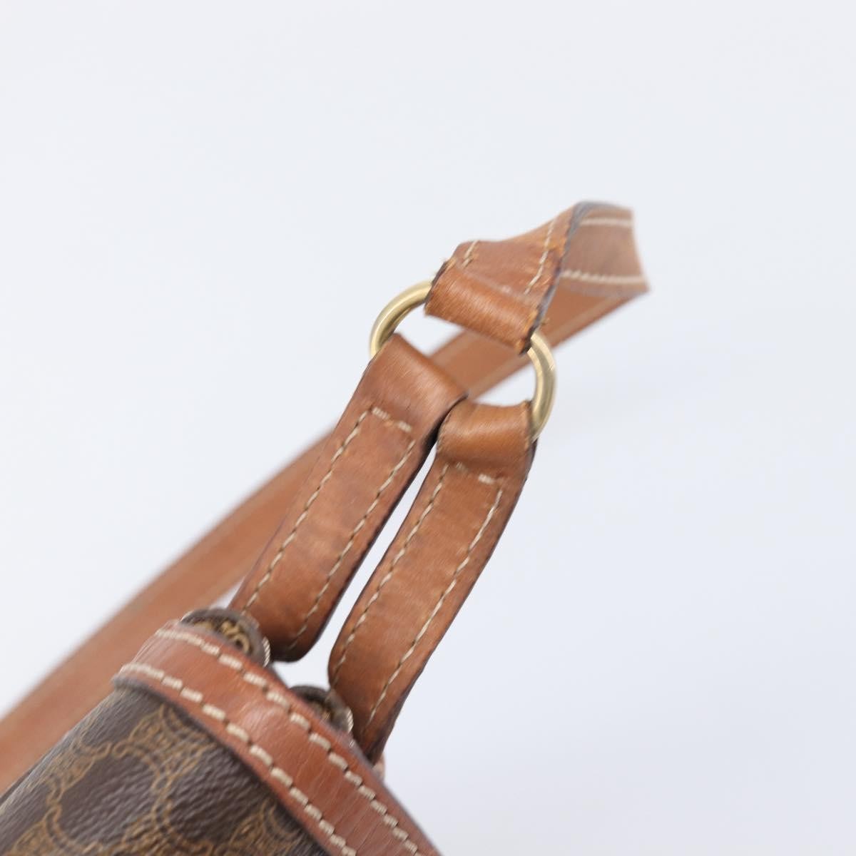 Celine Vintage Macadam Canvas and Leather, Brown, Canvas, Shoulder Bag
