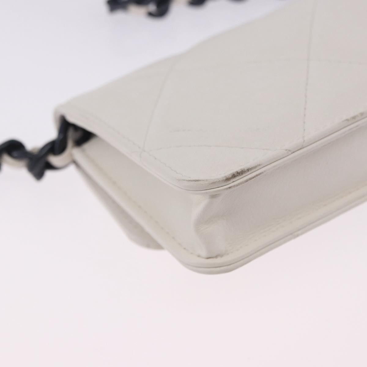 Chanel 19 Flap Coin Purse Belt Quilted Lambskin, White, Leather, Clutch