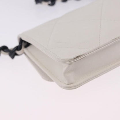 Chanel 19 Flap Coin Purse Belt Quilted Lambskin, White, Leather, Clutch