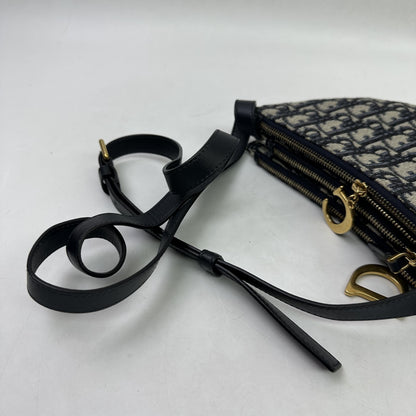 Christian Dior Saddle Oblique Canvas, Blue, Canvas, Shoulder Bag