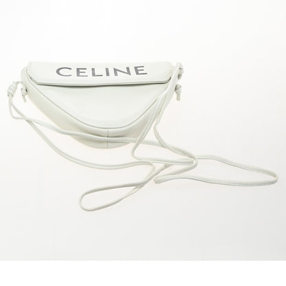Celine Triangle Leather, White, Leather, Shoulder Bag