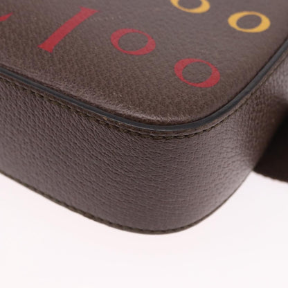 Gucci Aria 100th Anniversary Belt Printed Leather, Brown, Leather, Clutch