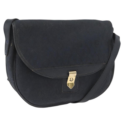 Christian Dior Vintage Honeycomb Flap Canvas and Leather, Black, Canvas, Shoulder Bag