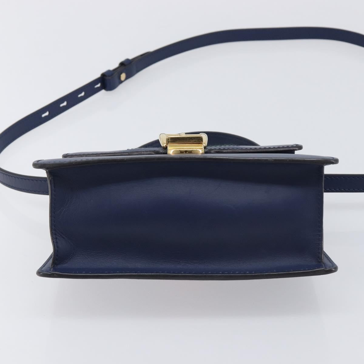 Gucci Sylvie Top Handle Leather, Navy, Leather, Handbag