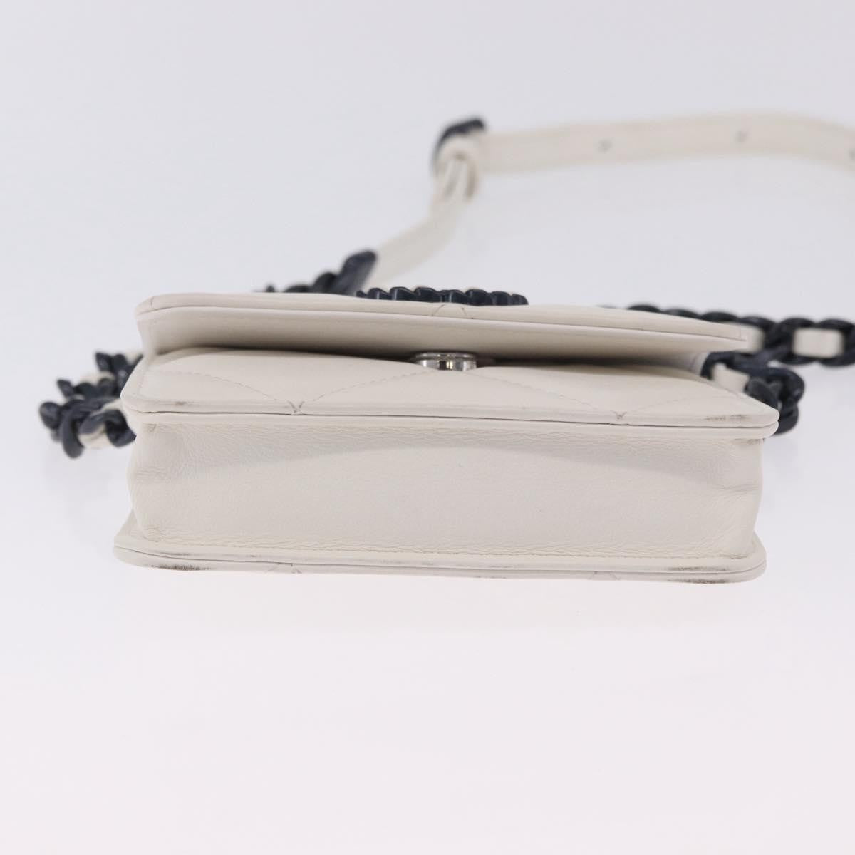 Chanel 19 Flap Coin Purse Belt Quilted Lambskin, White, Leather, Clutch