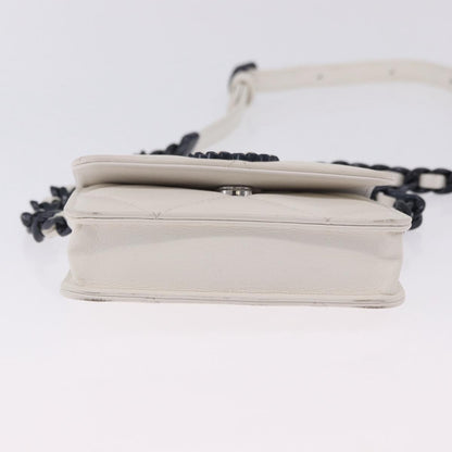 Chanel 19 Flap Coin Purse Belt Quilted Lambskin, White, Leather, Clutch