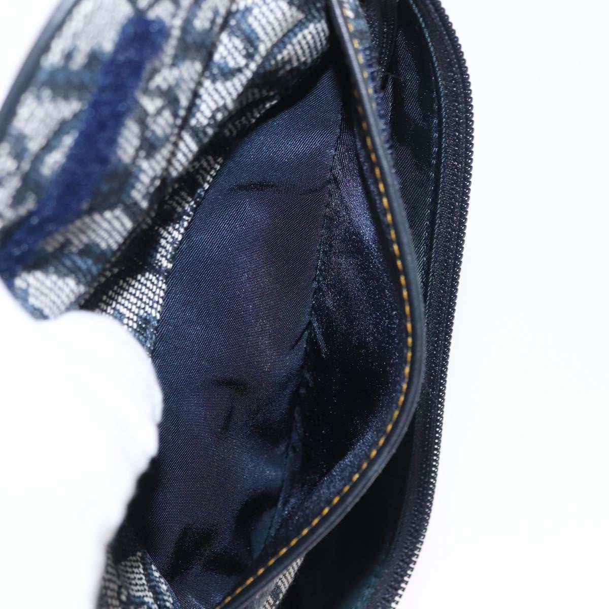 Christian Dior Saddle Zip Diorissimo Canvas, Blue, Canvas, Clutch