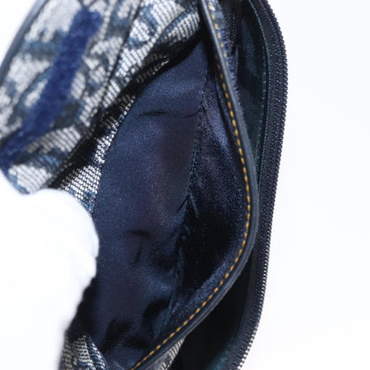 Christian Dior Saddle Zip Diorissimo Canvas, Blue, Canvas, Clutch