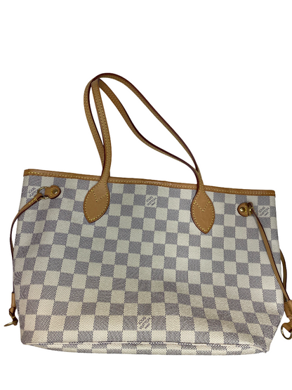 Louis Vuitton Neverfull Tote Damier, WHITE, CANVAS, Tote bag