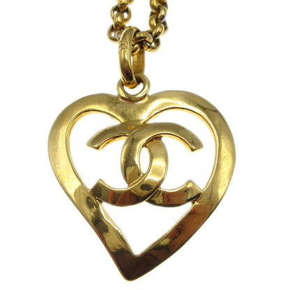 Chanel CC Heart Pendant Metal, Gold, Gold Plated, Necklace