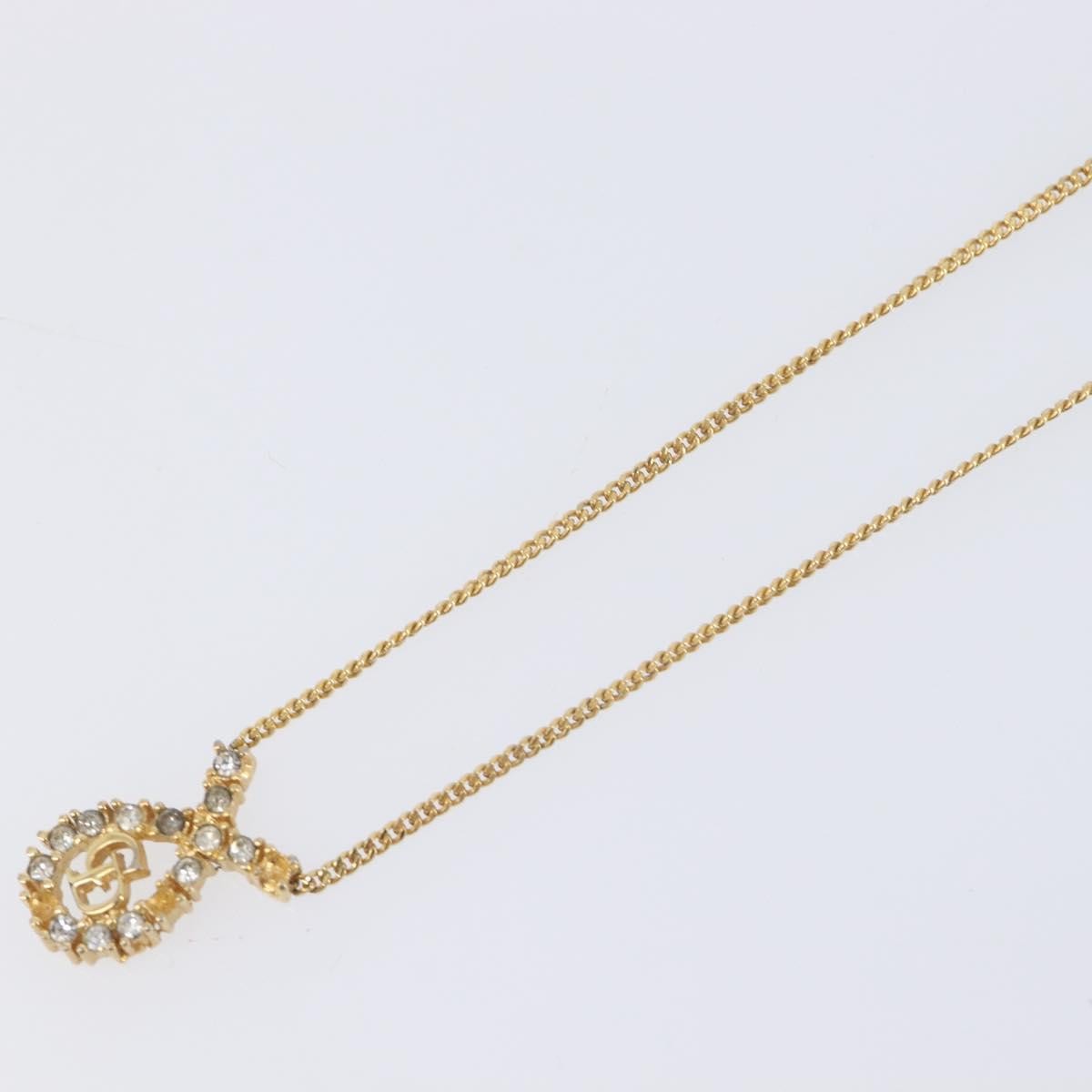 Christian Dior Vintage Logo Pendant Metal, Gold, Metal, Necklace