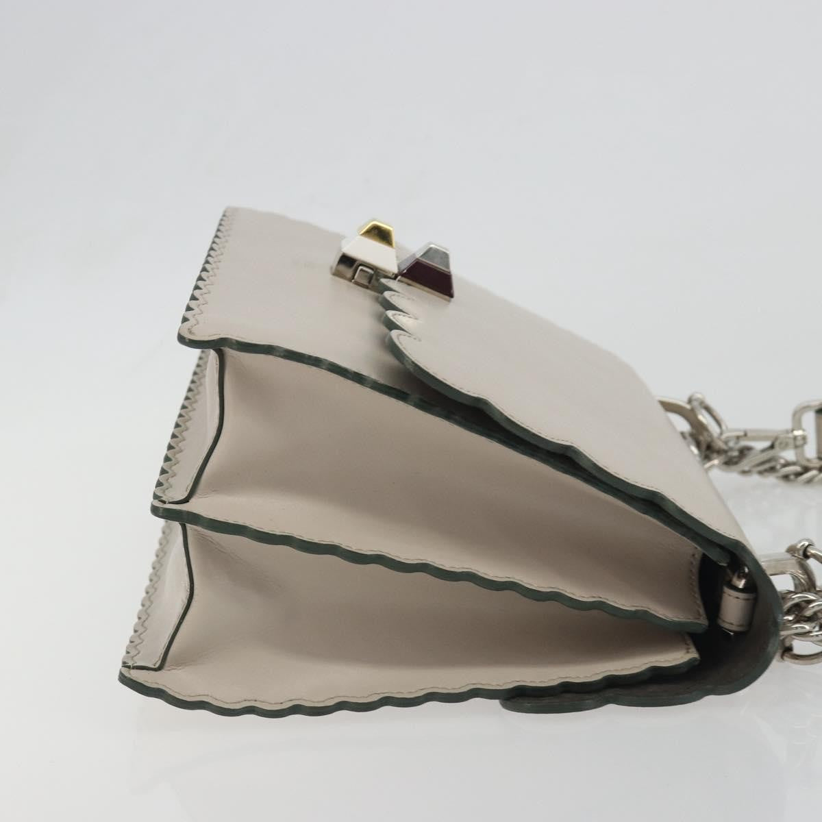 Fendi Kan I Leather, Gray, Leather, Shoulder Bag