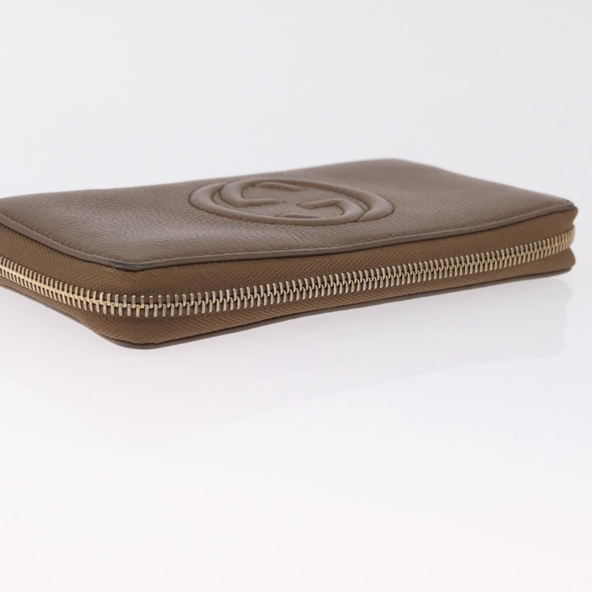Gucci Soho Double Zip Around Leather, Brown, Leather, Wallet