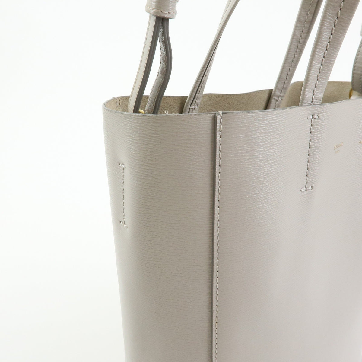Celine Vertical Cabas Leather, Beige, Leather, Tote Bag
