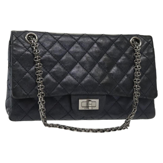 Chanel Hybrid Reissue Double Flap Bag Quilted Lambskin, NAVY, LEATHER, Shoulder bag