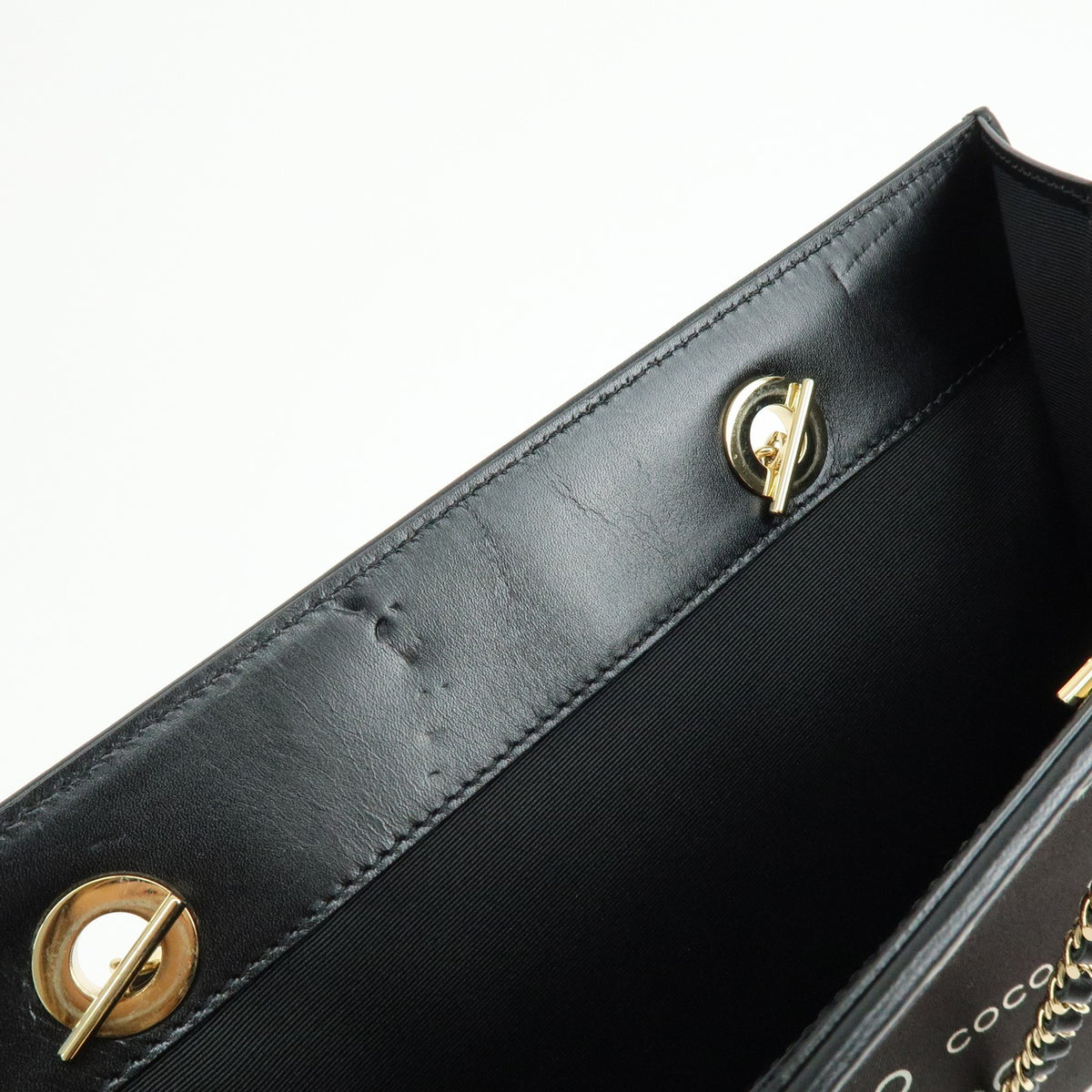 Chanel Vintage Coco Chain Shopping Printed Canvas, Black, Canvas, Tote Bag