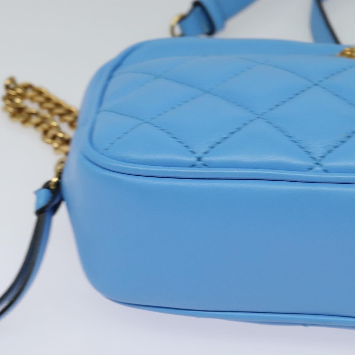 Versace Medusa Icon Front Slip Pocket Camera Quilted Leather, Blue, Leather, Shoulder Bag