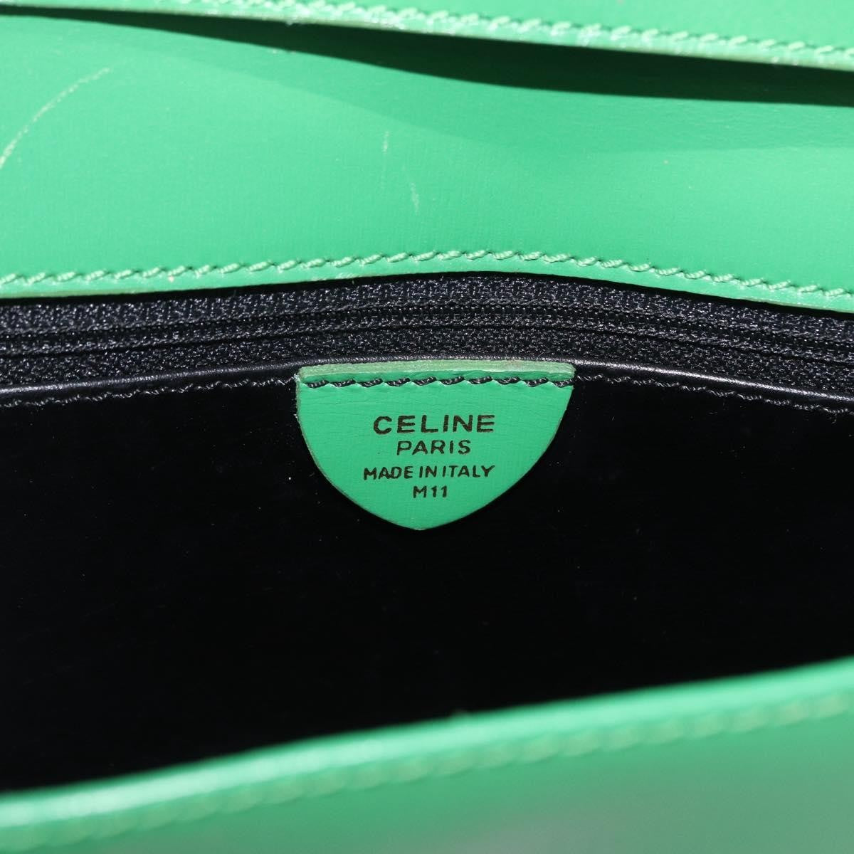 Celine Circle Logo Leather, Green, Leather, Shoulder Bag