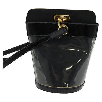 Salvatore Ferragamo Gancini Leather, Black, Leather, Shoulder Bag