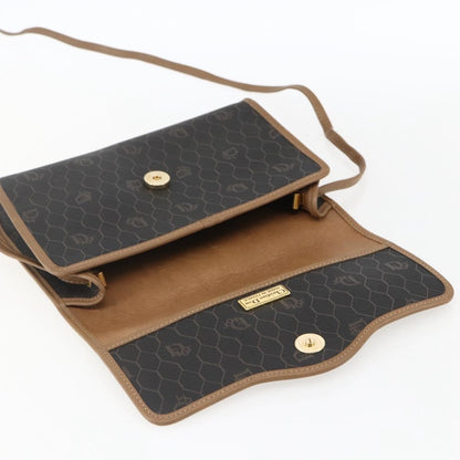Christian Dior Vintage Honeycomb Flap Canvas and Leather, Black, Canvas, Shoulder Bag