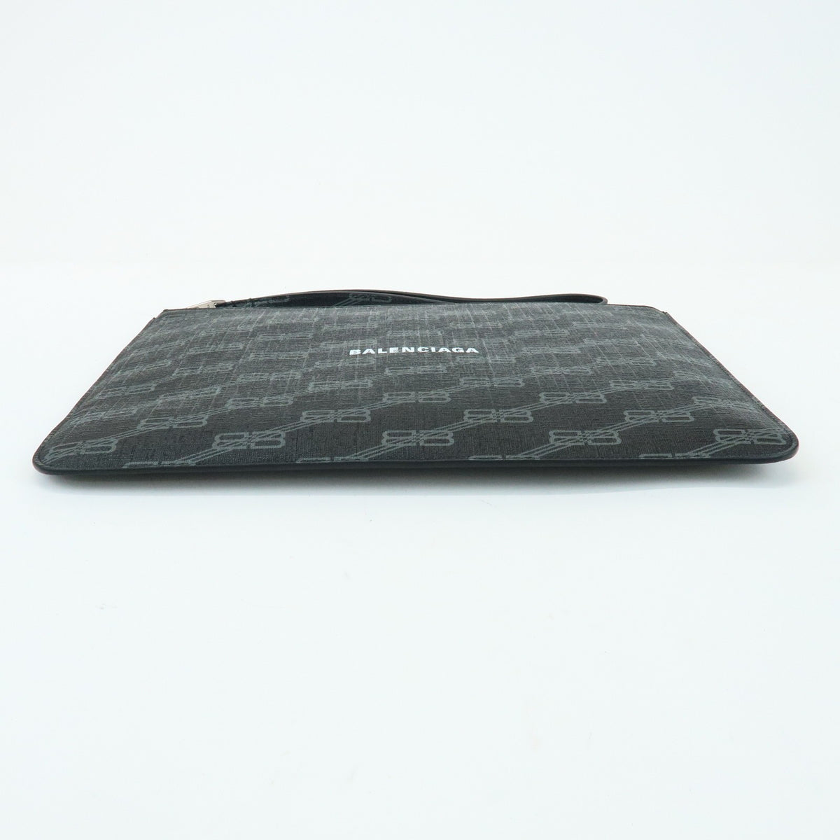 Balenciaga Signature Pouch Monogram PVC Leather, Black, Canvas, Clutch