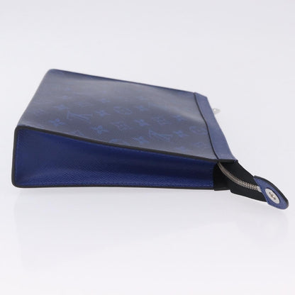Louis Vuitton Pochette Voyage Monogram Taigarama, Blue, Leather, Clutch
