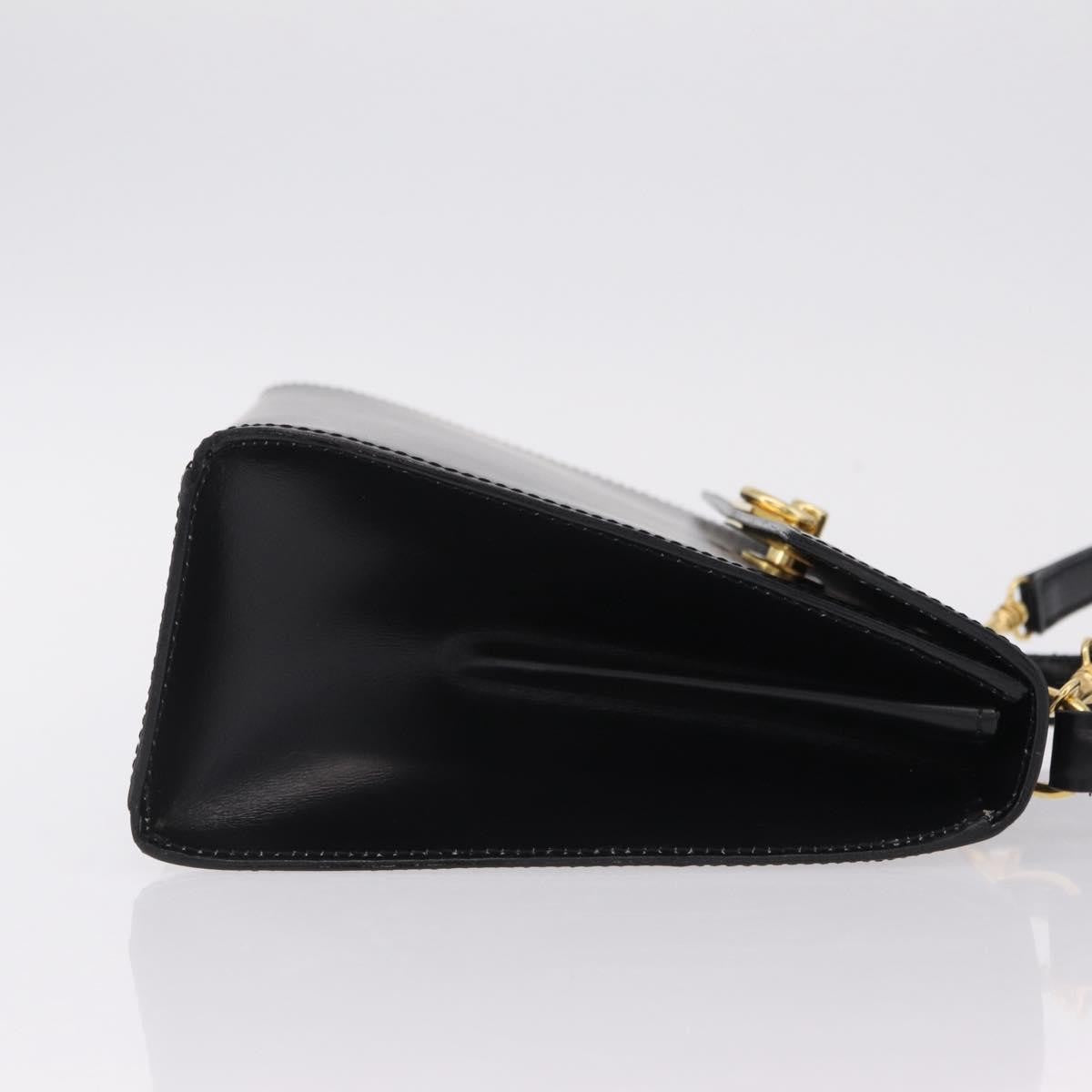 Celine Vintage Logo Top Handle Leather, Black, Leather, Handbag