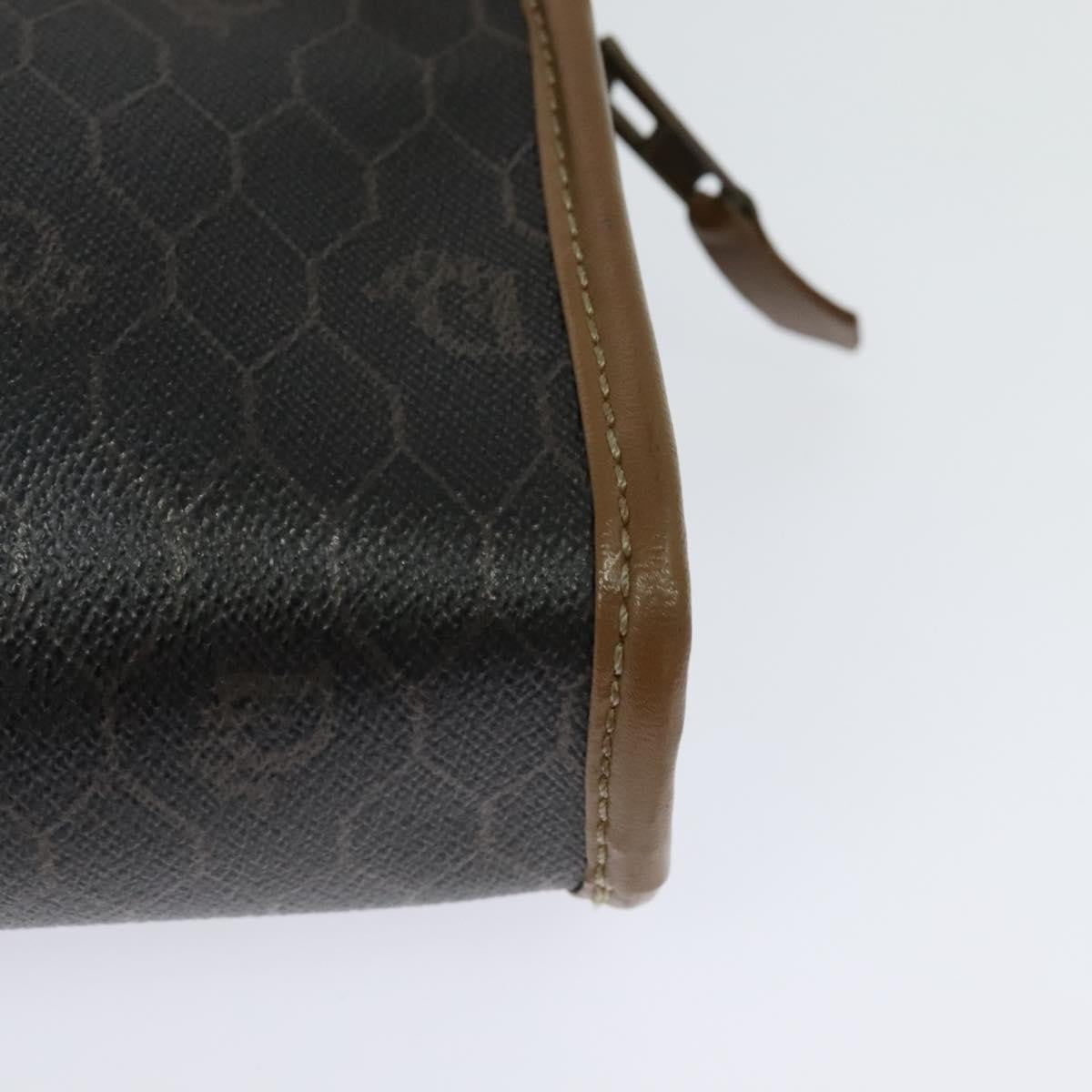 Christian Dior Vintage Honeycomb Zip Canvas and Leather, Black, Canvas, Clutch