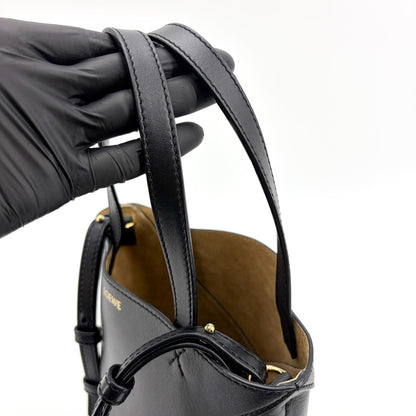 Loewe Puzzle Fold Leather, Black, Leather, Tote Bag