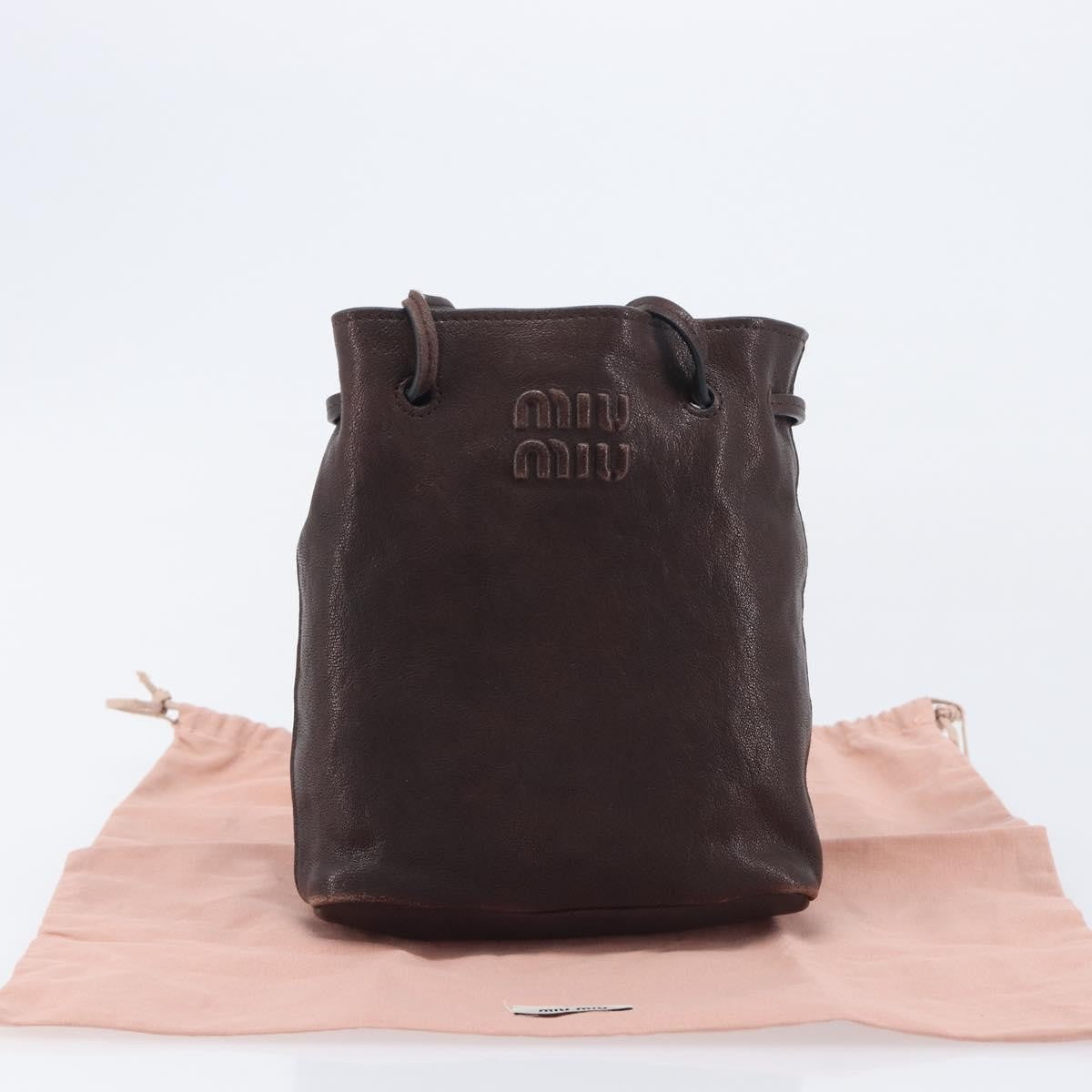 Miu Miu Aviator Bucket Leather, Brown, Leather, Handbag