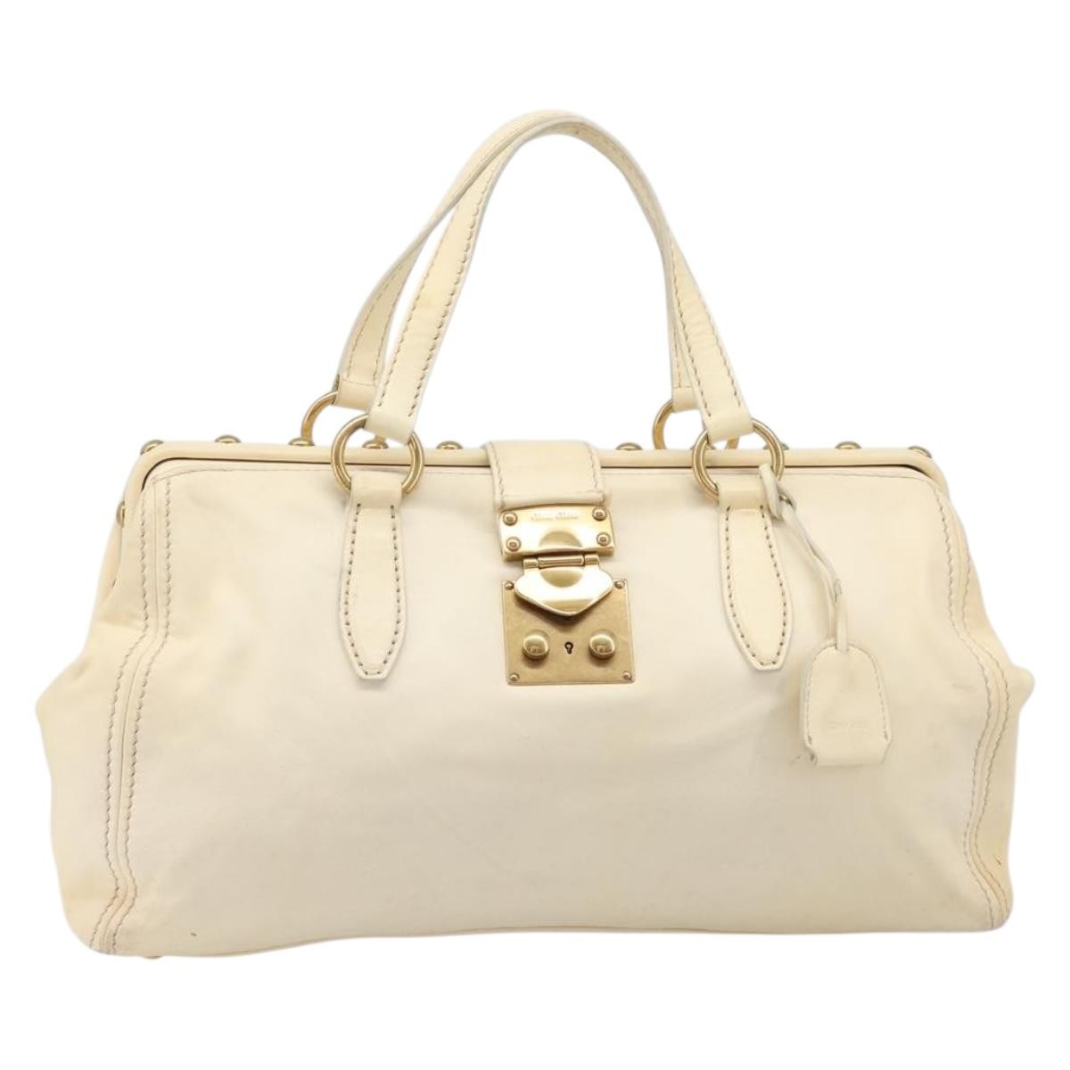 Miu Miu Beau Top Handle Leather, Beige, Leather, Handbag