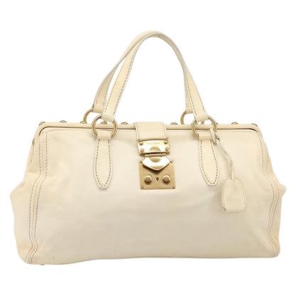 Miu Miu Beau Top Handle Leather, Beige, Leather, Handbag