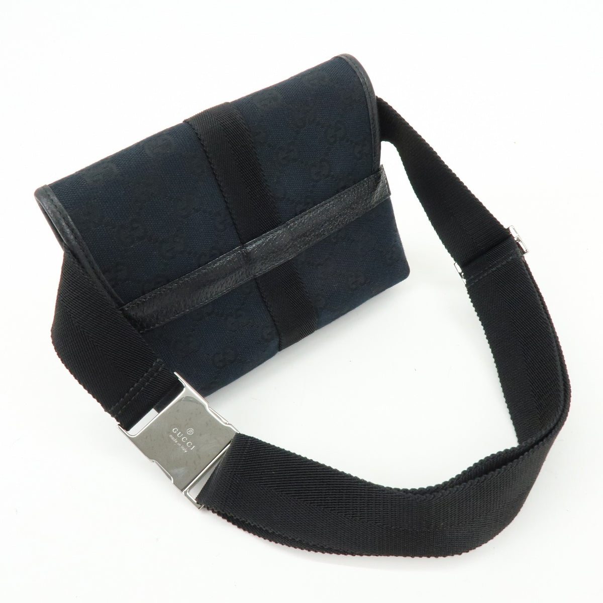 Gucci Buckle Belt GG Canvas, Black, Canvas, Handbag