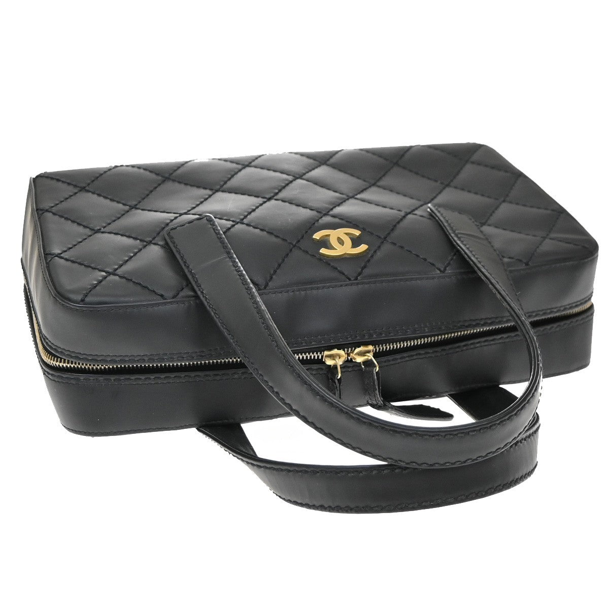 Chanel Wild Stitch Handbag Quilted Calfskin, Black, Leather, Shoulder Bag