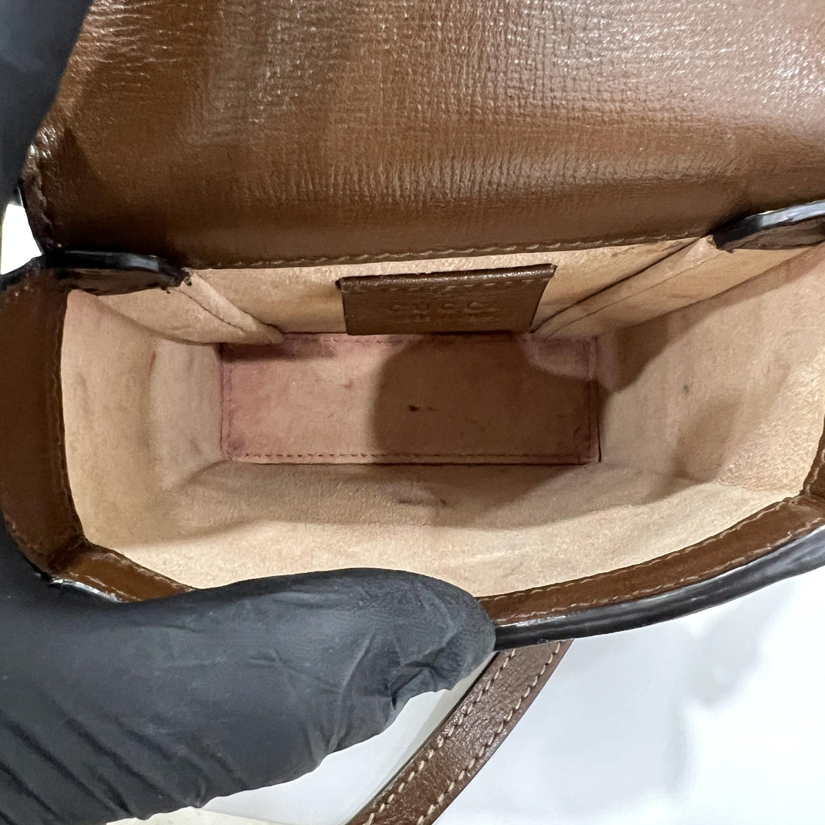 Gucci Horsebit 1955 GG Coated Canvas with Leather, Brown, Canvas, Crossbody Bag