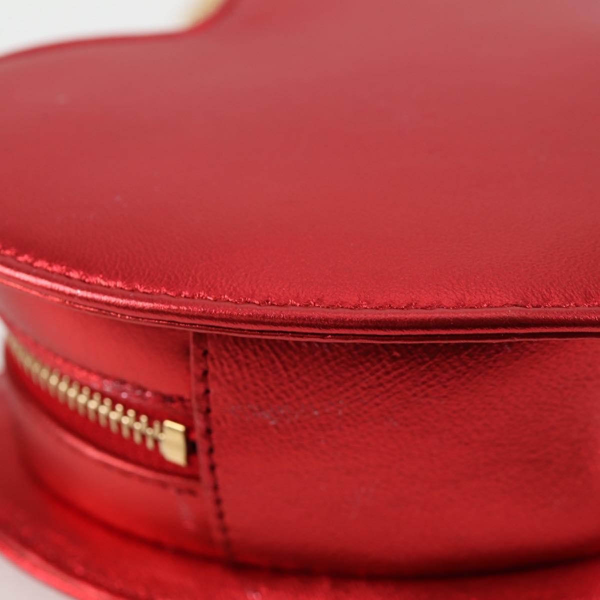Saint Laurent Love Heart Chain Leather, Red, Leather, Shoulder Bag