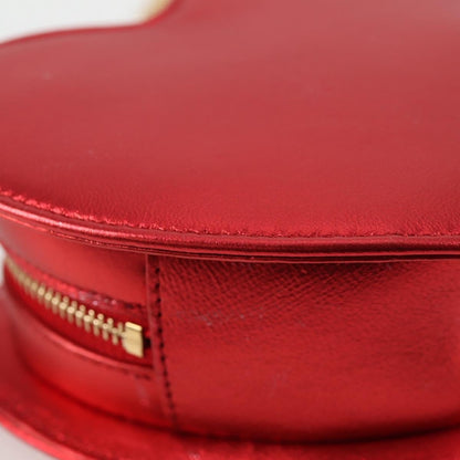 Saint Laurent Love Heart Chain Leather, Red, Leather, Shoulder Bag