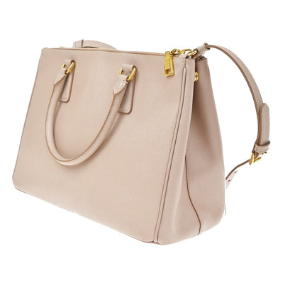 Prada Double Zip Lux Saffiano Leather, Pink, Leather, Tote Bag