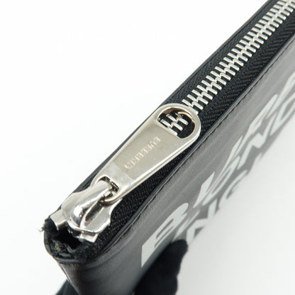 Burberry Logo Zip Printed Leather, Black, Leather, Clutch